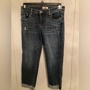 Kut from the Kloth Jeans Women's Amy Crop Straight Leg Sz-6 Dark Wash distressed